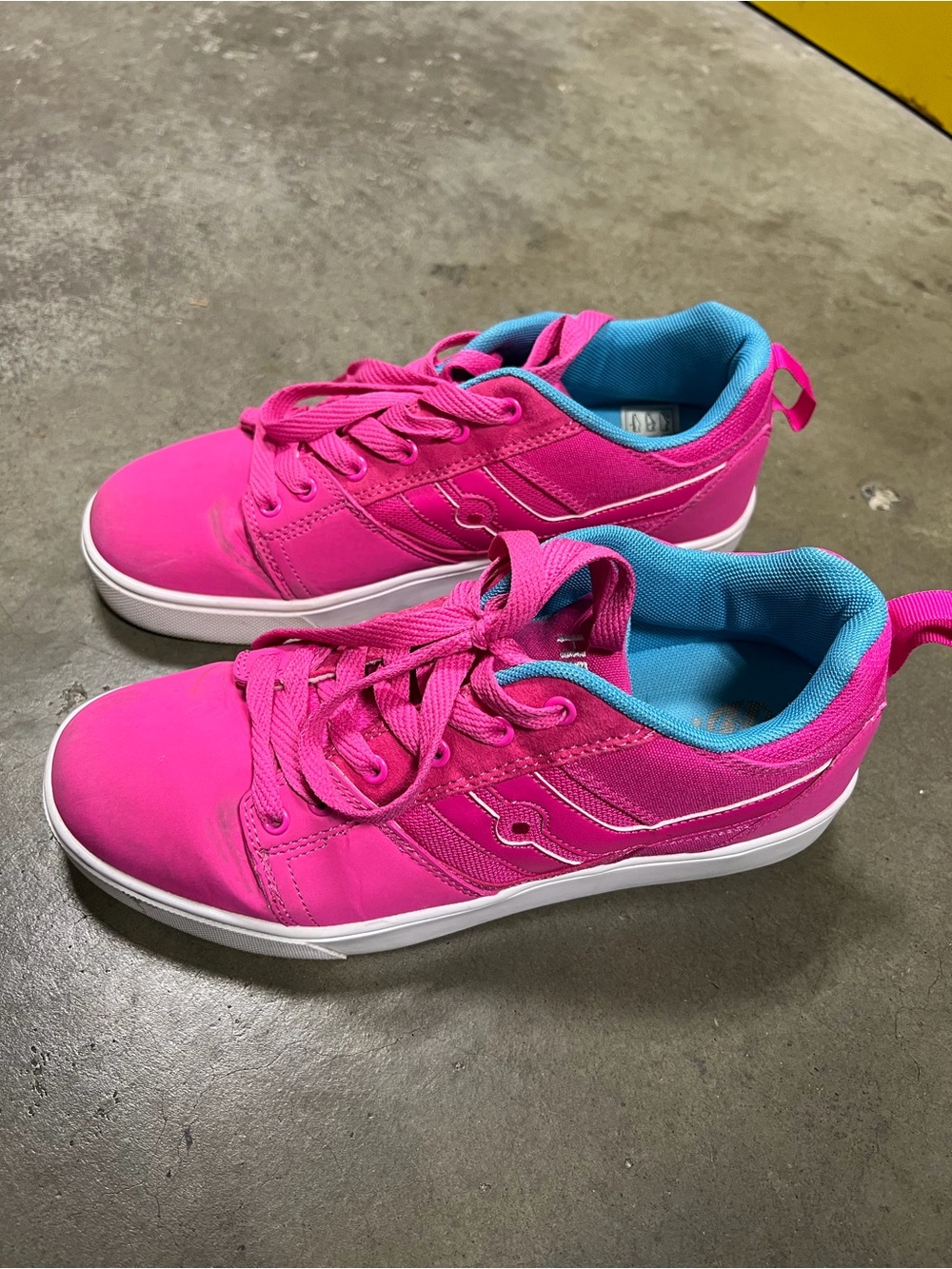 Women’s Bright Pink Lace-Up Sneakers with Blue Lining